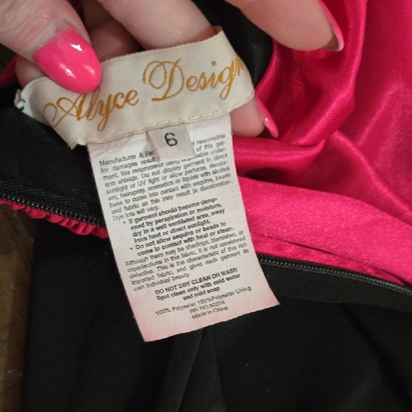 Alyce Design Formal Dress Embellished Neckline Prom Ball Gown Polyester Slit - Picture 4 of 6